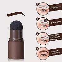 Waterproof  Long Lasting Makeup Stamp Instant Hair colour Eye Brow Hair Liner Stamp For Women Eyebrow Stamp +5 Stencil + 1 Brush) (Colour: Dark Brown Pack of 1)-thumb2