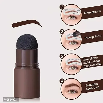 Waterproof  Long Lasting Makeup Stamp Instant Hair colour Eye Brow Hair Liner Stamp For Women Eyebrow Stamp +5 Stencil + 1 Brush) (Colour: Dark Brown Pack of 1)-thumb3