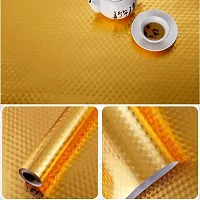 Golden Foil Wallpaper Kitchen Self Adhesive Aluminium Foil Waterproof Wallpapers Roll Anti-Oil Moisture-Proof 60x3 Mtr pack of 1-thumb2