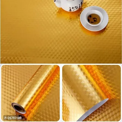 Golden Foil Wallpaper Kitchen Self Adhesive Aluminium Foil Waterproof Wallpapers Roll Anti-Oil Moisture-Proof 60x3 Mtr pack of 1-thumb3