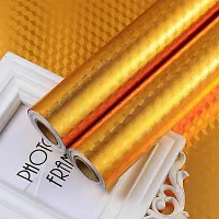 Golden Foil Wallpaper Kitchen Self Adhesive Aluminium Foil Waterproof Wallpapers Roll Anti-Oil Moisture-Proof 60x3 Mtr pack of 1-thumb4