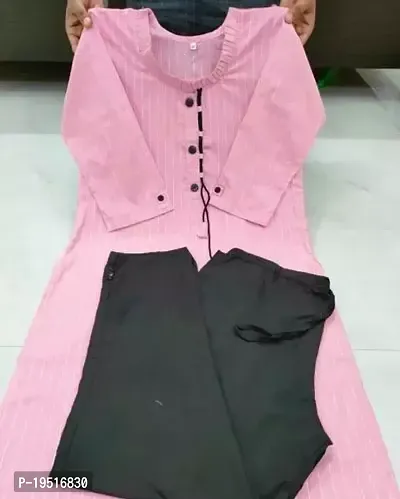Attractive Pink Cotton Blend Kurta Bottom Set For Women-thumb0