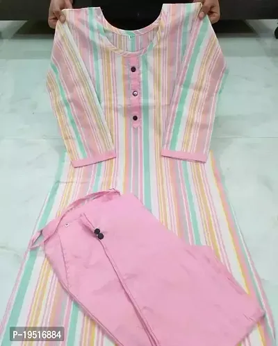 Attractive Pink Cotton Blend Kurta Bottom Set For Women