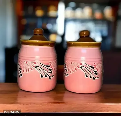 Useful Ceramic Jars with Lids- 2 Pieces
