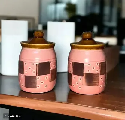 Useful Ceramic Jars with Lids- 2 Pieces