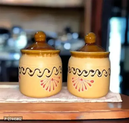 Useful Ceramic Jars with Lids- 2 Pieces