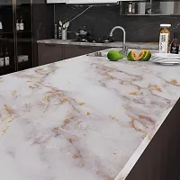 Pratiksha Self Adhesive White Gold Marble Wall stickers For Home Furniture (200*60)-thumb1