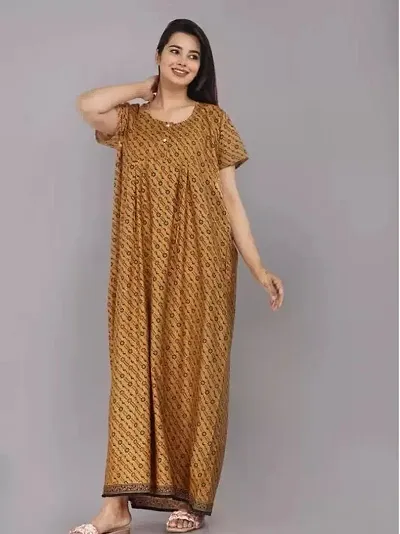 Elegant Cotton Printed Nighty For Women