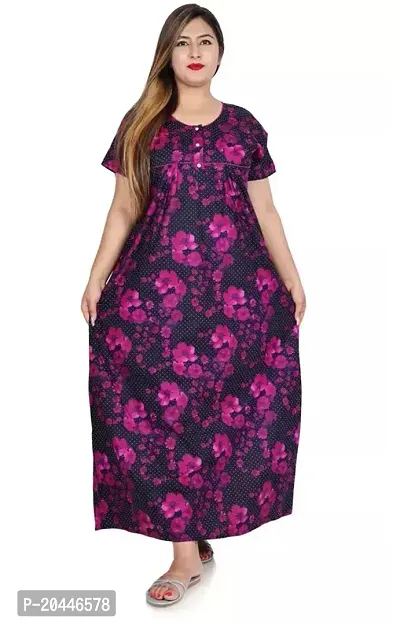 Elegant Cotton Printed Nighty For Women-thumb0