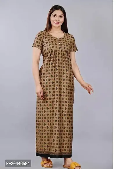 Elegant Cotton Printed Nighty For Women