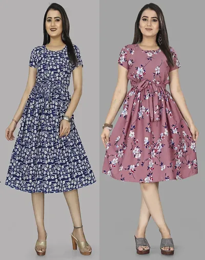 Stylish Crepe Dresses Women Pack Of 2