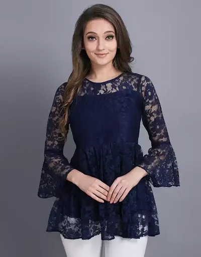 Elegant Net Embroidered Top For Women