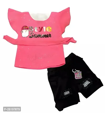 Fabulous Cotton Printed Top with Short Set For Girls-thumb0