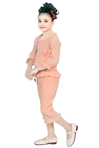 Fabulous Silk Blend Self Pattern Top with Bottom Set For Girls-thumb2