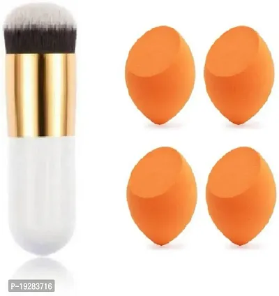 Everwey Foundation Makeup Brush And 4 Pc Puff Spongenbsp;nbsp;(Pack Of 5)