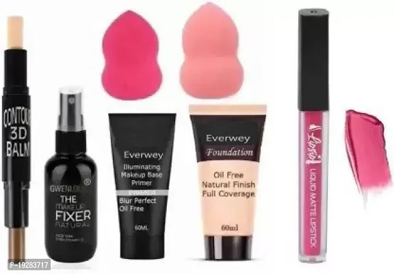 Everwey Revolutionary Makeup 3D Balm Stick And Matte Pink Lipstick Makeup Combo Kitnbsp;nbsp;(7 Items In The Set)-thumb0