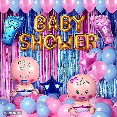 GROOVYWINGS Baby Shower Combo Decorations Set   50Pcs  Baby Shower Balloons  Baby Shower Decoration Items  Baby Shower Foil Banner  Mom to Be  Pregnancy Photoshoot Material Items Supplies-thumb0