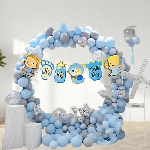 GROOVYWINGS Half Birthday Decoration for Baby Boy   6 Month Birthday Decorations for Boy  Half Year Birthday Decorations for Boys  Its My Half Birthday set of 64pcs