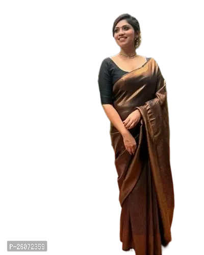 Beautiful Black Art Silk Zari Saree with Blouse Piece For Women-thumb0