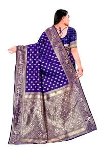 Beautiful Blue Art Silk Zari Saree with Blouse Piece For Women-thumb1