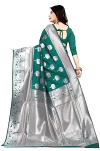 Beautiful Green Art Silk Zari Saree with Blouse Piece For Women-thumb1