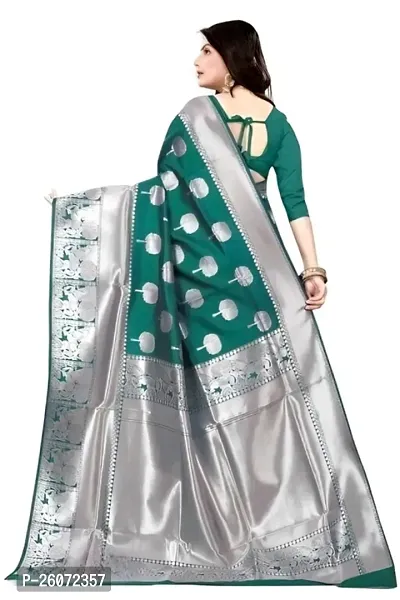 Beautiful Green Art Silk Zari Saree with Blouse Piece For Women-thumb2