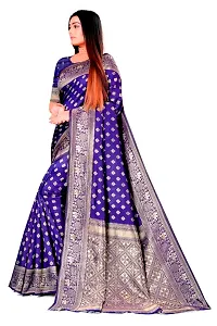 Beautiful Blue Art Silk Zari Saree with Blouse Piece For Women-thumb2