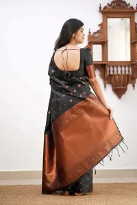 Beautiful Black Art Silk Zari Saree with Blouse Piece For Women-thumb1