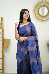 Beautiful Blue Art Silk Zari Saree with Blouse Piece For Women-thumb2