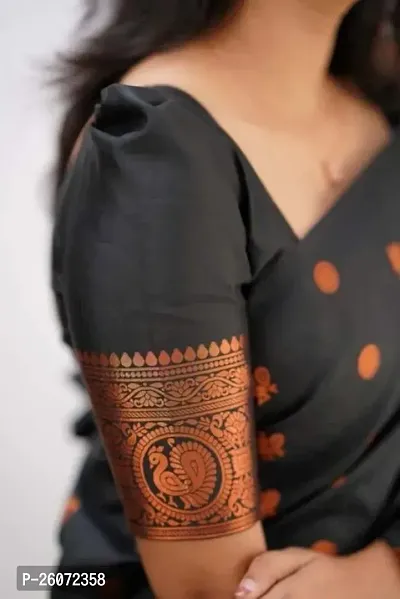 Beautiful Black Art Silk Zari Saree with Blouse Piece For Women-thumb4