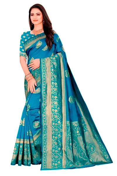 Beautiful Art Silk Zari Saree with Blouse Piece For Women