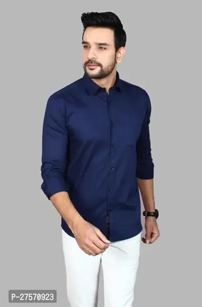 Classic Cotton Blend Solid Casual Shirts for Men-thumb0