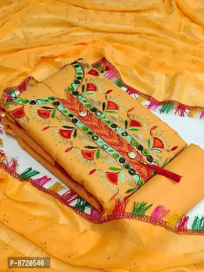 Women Polycotton Embroidered Dress Material with Dupatta