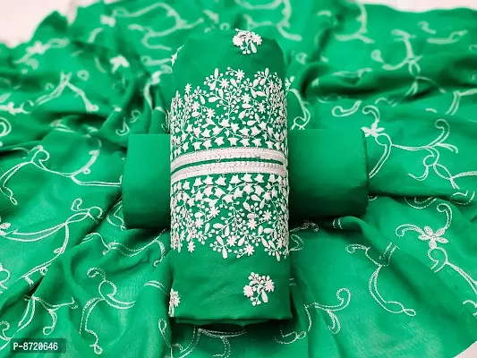 Women Cotton Embroidered Dress Material with Dupatta