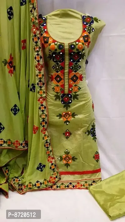Women Chanderi Embroidered Dress Material with Dupatta-thumb0