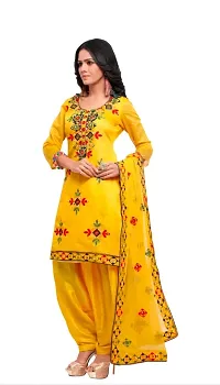 Women Chanderi Embroidered Dress Material with Dupatta-thumb1