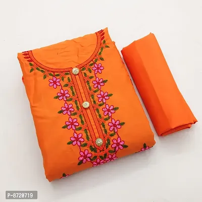 Polycotton Embroidered Unstitched Dress Material For Women