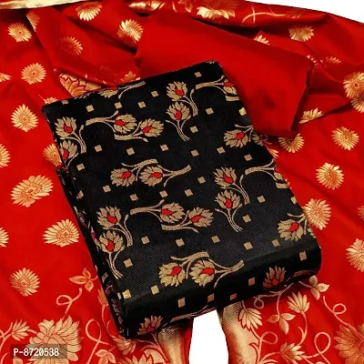 Women Jacquard Jacquard Dress Material with Dupatta-thumb0