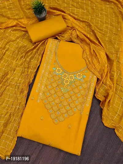 Stylish Women Slub Cotton Dress Material with Dupatta