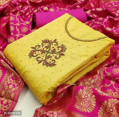 Stylish Women Chanderi Dress Material with Dupatta