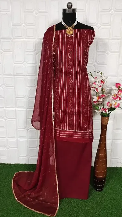 Stylish Cotton Self Design Unstitched Suit