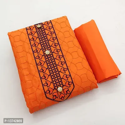 GURHAL Women's Embroidered PolyCotton Unstitched Dress Material, PayalMNM_Orange