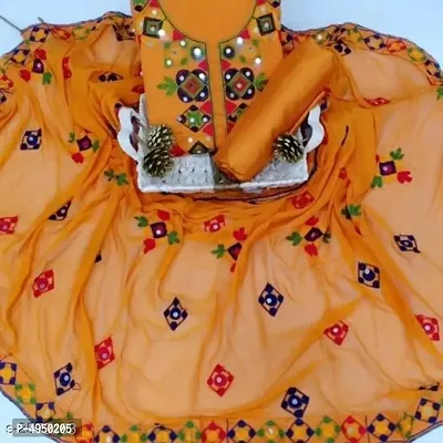 Women's Chanderi Cotton Dress Material With Dupatta