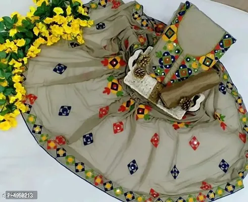 Women's Chanderi Cotton Dress Material With Dupatta-thumb1