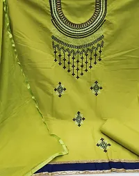 Beautiful Polycotton Embroidered Dress Material with Dupatta-thumb1