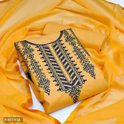 Beautiful Polycotton Embroidered Dress Material with Dupatta