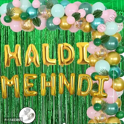 Bride To Be Balloons Decoration Items || Bridal Shower / Bachelorette Party / Hen Party / Mehndi Night /Haldi Ceremony Decoration Item (Haldi Mehndi Golden Combo)