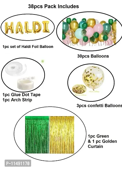 AR Giftzadda Haldi Ceremony Balloons Decoration Items || Haldi Ceremony / Groom To Be / Bride To Be / Bridal Shower / Bachelorette Party / Hen Party / Mehndi Night Decoration Items (Haldi Combo 2)-thumb4