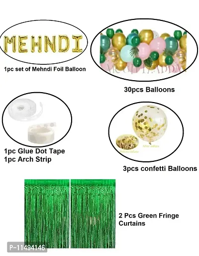 Mehndi Balloon Decoration Kit || Bridal Shower / Bachelorette Party / Hen Party / Mehndi Night /Haldi Ceremony Decoration Item (Mehndi Combo 2)-thumb3