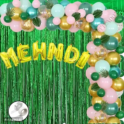 Mehndi Balloon Decoration Kit || Bridal Shower / Bachelorette Party / Hen Party / Mehndi Night /Haldi Ceremony Decoration Item (Mehndi Combo 2)-thumb0